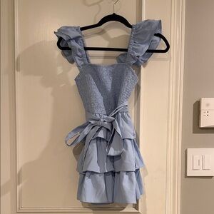 Idem Ditto Blue Ruffled Sleeveless Dress- size Small
